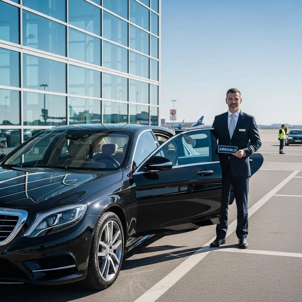 Luxury executive car service at Indianapolis Airport with professional chauffeur