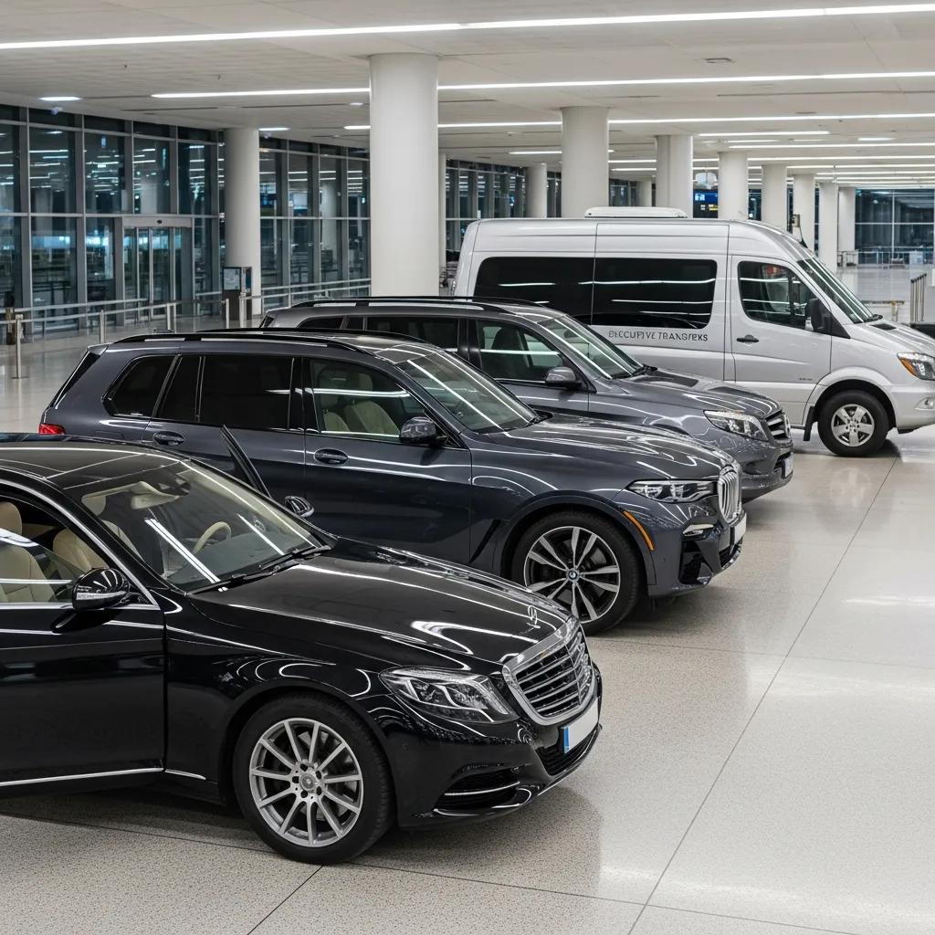 Lineup of luxury vehicles available for IND airport transfers