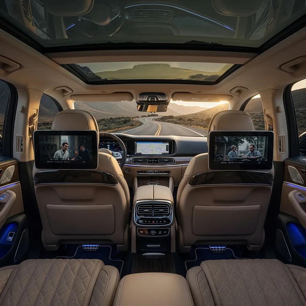 Interior of luxury SUV showcasing comfort and amenities for long-distance travel